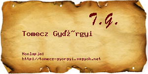 Tomecz Györgyi névjegykártya